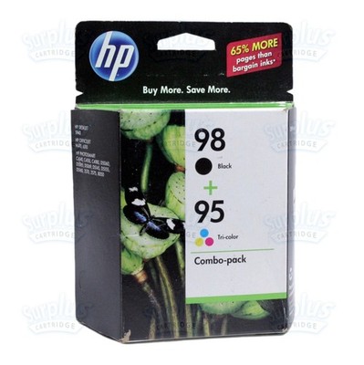 2PK Genuine HP 98 Black & HP 95 Color Inks DeskJet 460 6620 Photosmart 7850 8750