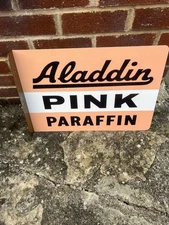 Aladdin pink paraffin heavy metal sign sign , 16in by 23in, Thick steel ,