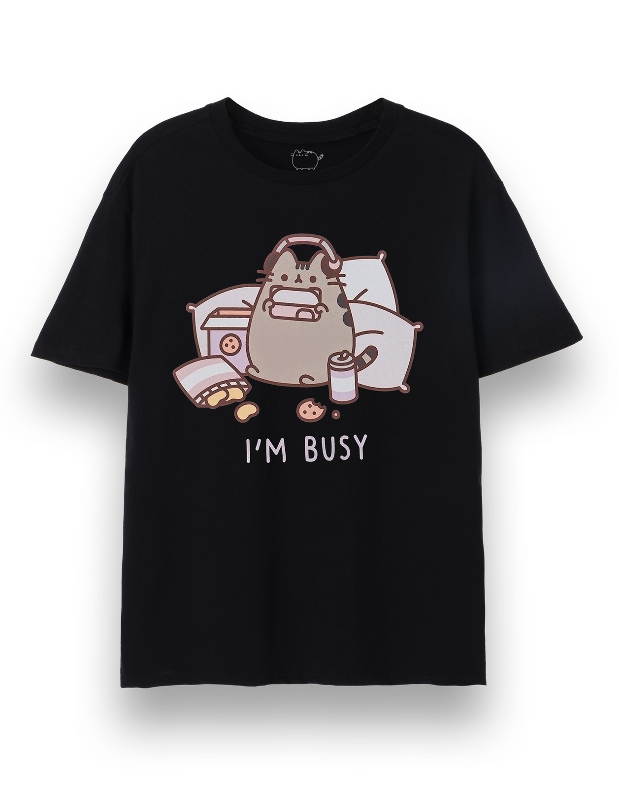 Pusheen Schwarz Im Busy Kurzrmeliges T-Shirt Unisex Erwachsene 6490₽