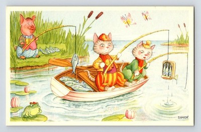 Tiere: Kinder. Schweden. Simon. Anthropomorphes Katzen- und Schweinsangeln. Unbespielt.