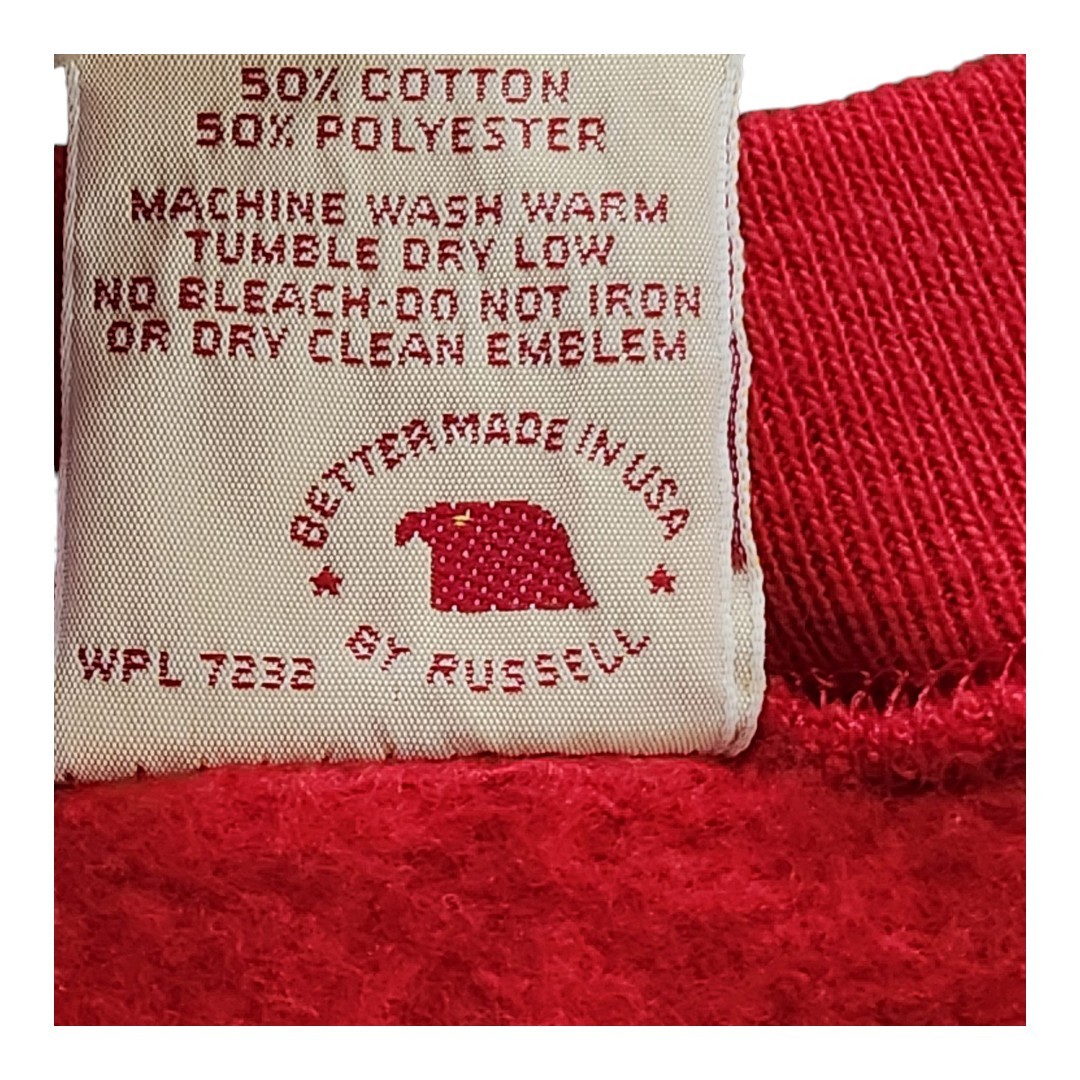 Vintage 70s Russell Athletic USA Red V Stitch Crewneck Sweatshirt Size Small NWT