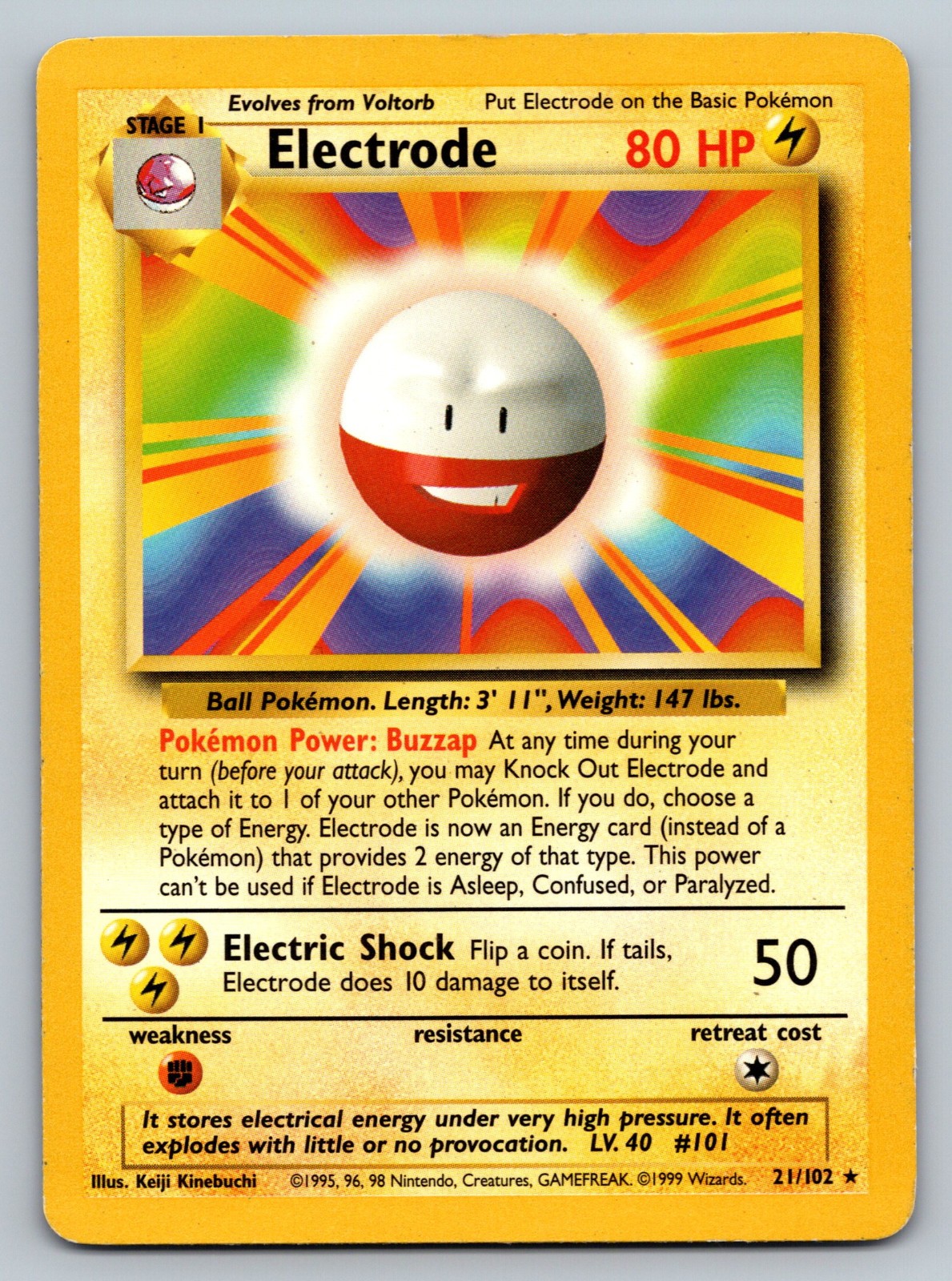 Electrode 21/102 Base Set Non Holo Rare Pokemon Card TCG MP