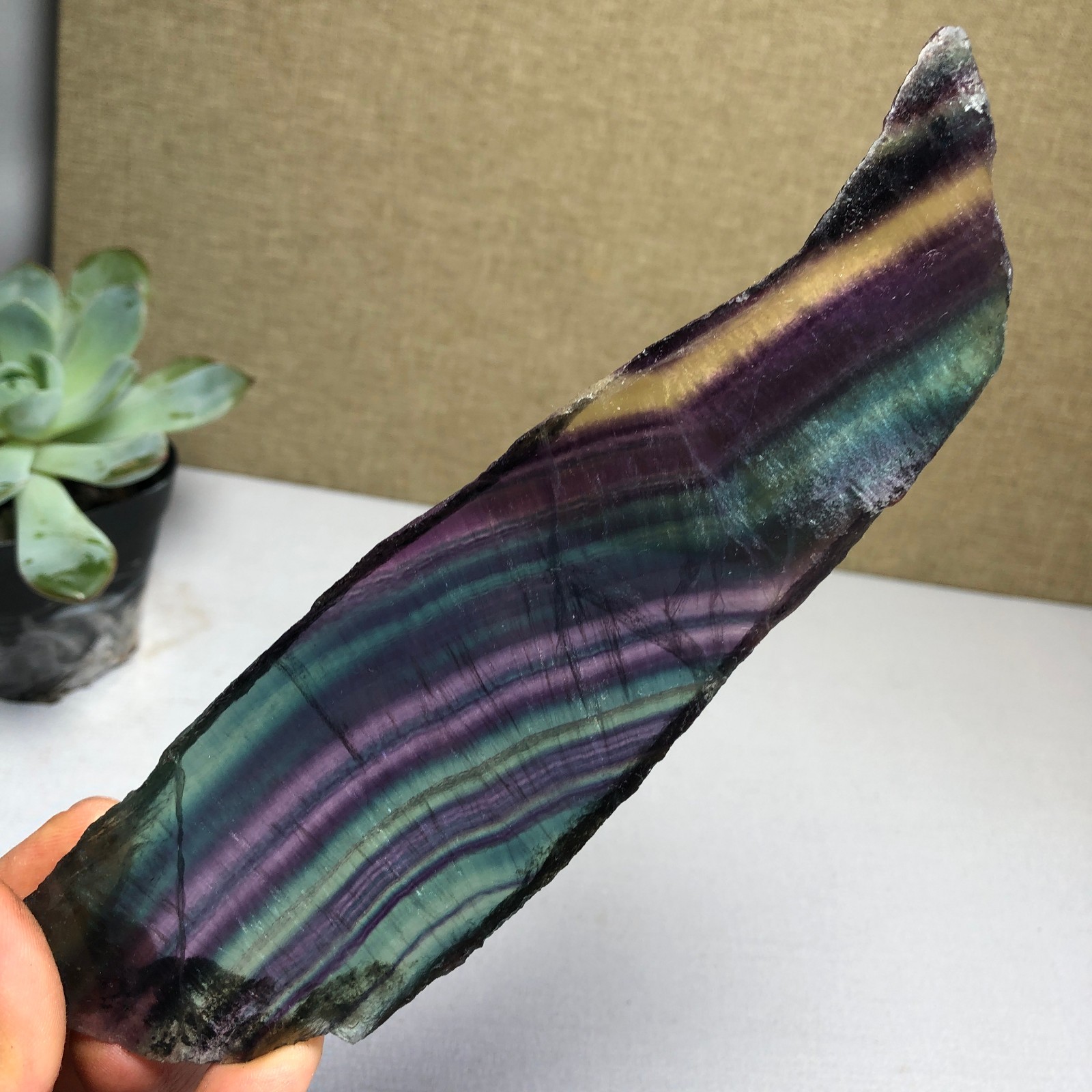 Natural Rainbow Fluorite Crystal Specimen 182g Polished Cut Stone g7576