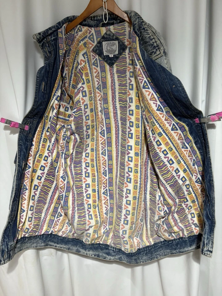 Abrigo De Colección Años 80 Be In The Current Visto Adulto Medio Denim Lavado Ácido Foto 4 de 4