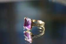 ANTIQUE VICTORIAN ERA AMETHYST 14KT GOLD LADIES RING 
