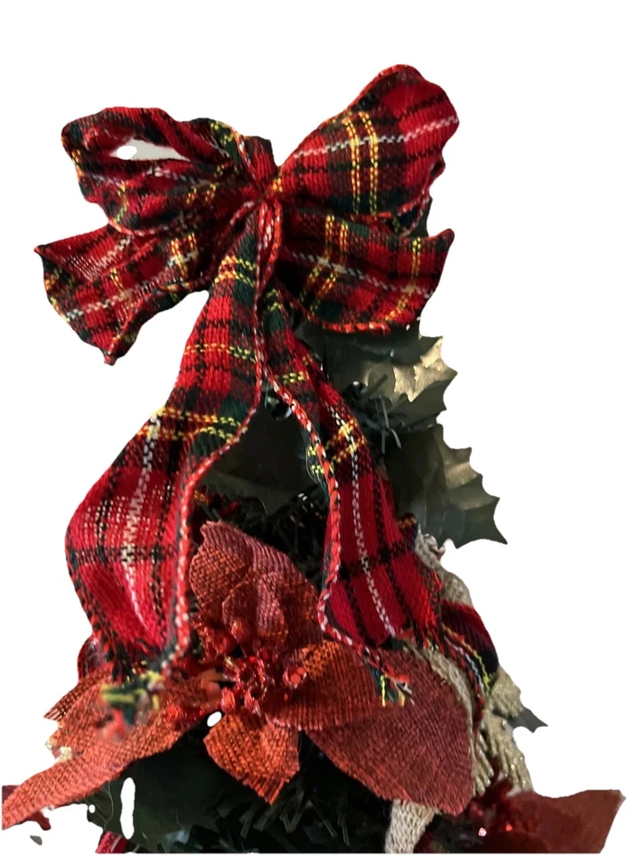 NEW  Barbara King 24" Illuminated Tabletop Pop-Up Tree RED PLAID - Image 3 of 4