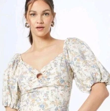 Abercrombie & Fitch Ditsy Floral Lined Puff Ballon Sleeve Crop Top - Size Medium