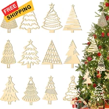 Gerrii 36 Pcs Wood Unfinished Christmas Tree Crafts Wooden Cutouts... 