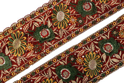 ST1924 Sari Trim By 1 Yd Decorative Ribbon Embroidered Antique Indian Border 