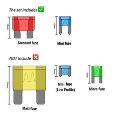 Car Fuses Assortment Kit 250Pcs Blade-Type Replacement Fuses Standard&Mini Sizes