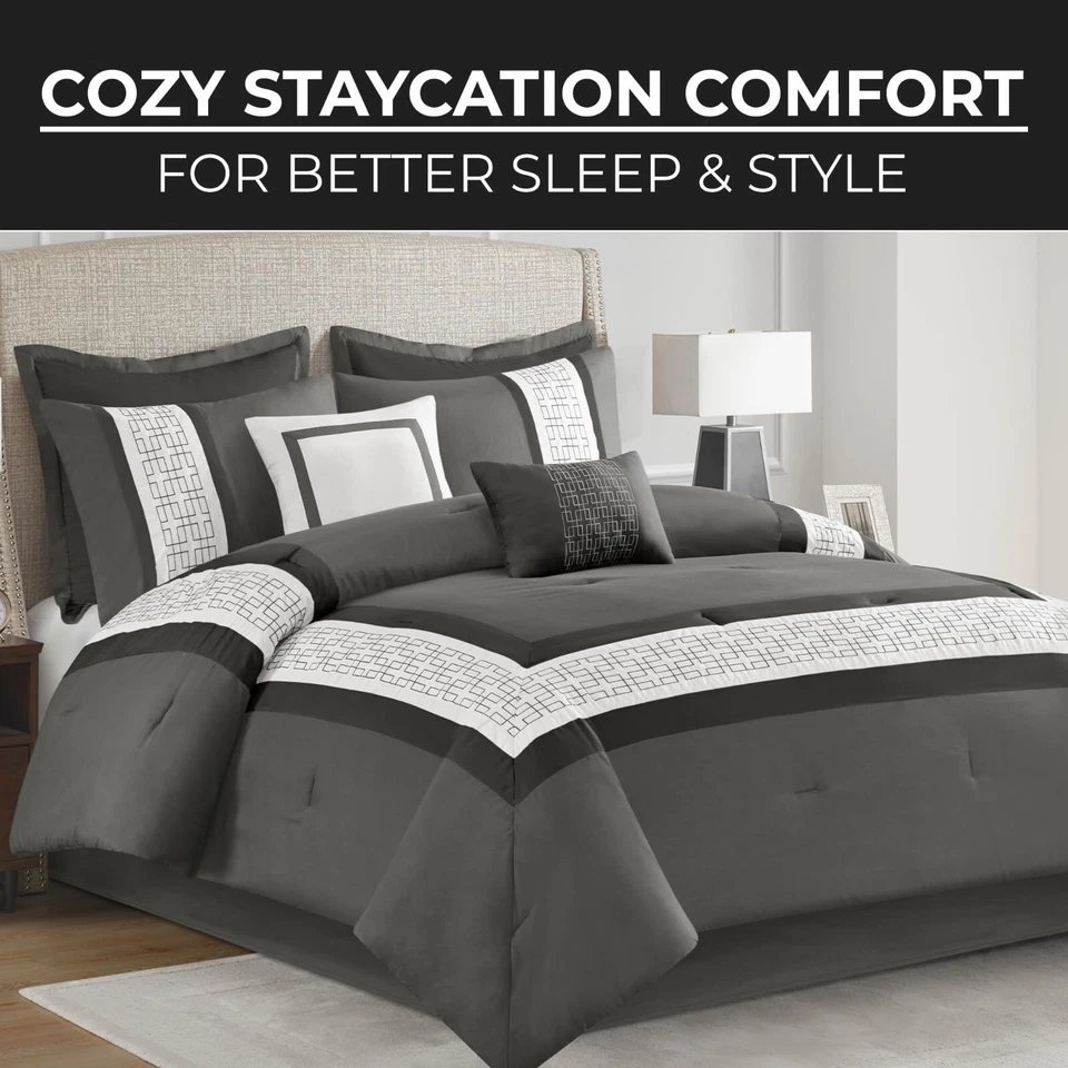 510 Design Powell 8 Piece Embroidered Comforter Set Queen King Cal King Size - Image 3 of 4