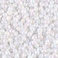 DP-471, White PEARL AB, 10g, 3.4mm drop/fringe beads, db-75