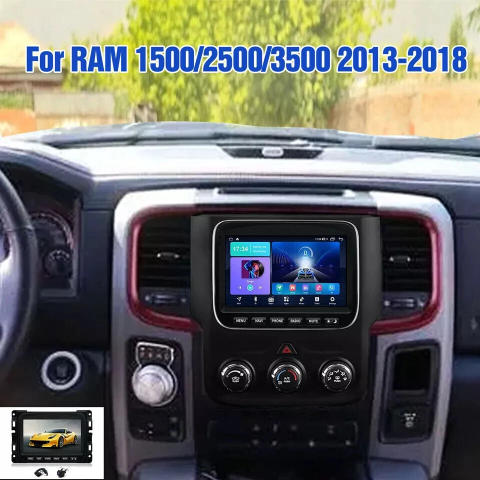 7"Car Stereo Radio Auto Android Carplay 2+32G For 13-18 Dodge Ram 1500 2500 3500 - Image 3 of 4