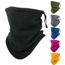 Drawstring Winter Fleece Neck Gaiter Warmer Windproof Face Mask for Men Women