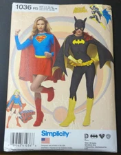 Simplicity Costume Pattern 1036 Ms BAT GIRL & SUPER GIRL Outfits ~ DC ~ Sz 14-22