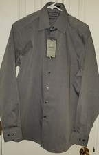 NWT Claiborne Men's Button Up Dress Shirt 16, 34-35 LG silver/gray, cotton