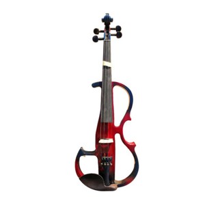 4 Kit de violon électrique à cordes en bois massif de 4/4 de taille avec arc et boîtier, bleu et rouge