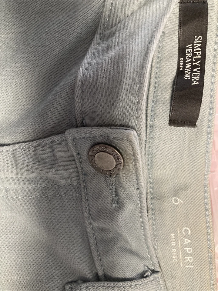 Pantalones capri tiro medio verde menta talla 6 Simply Vera Wang para mujer Foto 3 de 4