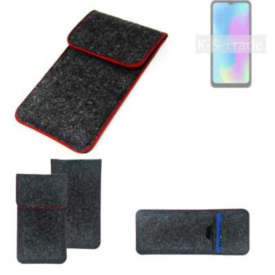 Schutzhülle für HiSense E50 Lite dunkelgrau roter Rand Filz Sleeve Tasche Pouc
