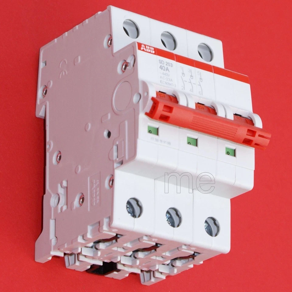 ABB Disjoncteur 2CDD283101R0040 SD203/40 3 broches, 40 A, 440 V, Rouge Neuf - Photo 1/4