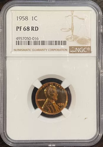 1958 Proof Lincoln 1c Cent NGC PF 68 RD Wheat Penny