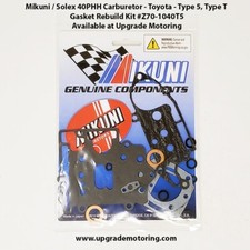 Mikuni Solex 40phh Carburetor Toyota Type 5 Type T. Gasket Rebuild Kit