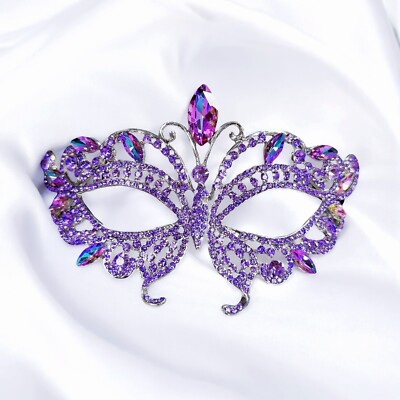 Purple Masquerade Ball Mask, Wedding Mask, Lavender Crystal Mask, Silver Mask