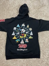 Disney World 2019 Hoodie Medium Mens Black Full Zip Mickey Mouse Graphic