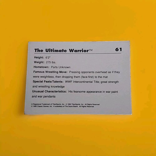 1990 Classic WWF - #61 Ultimate Warrior - Picture 4 of 5