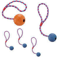 Nobby Vollgummi Ball mit Seil - Hundespiel Wurfseil Apportierspiel - mit Glocke*