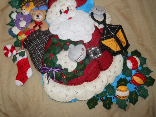 Medias de Navidad Bucilla "Christmas Joy" hechas a mano apliques de fieltro - Completadas - Imagen 4 de 6