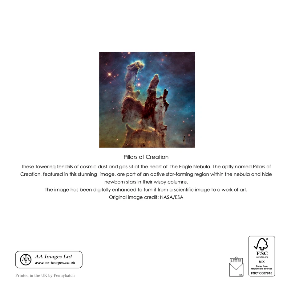 Space Art Greeting Card - Pillars of Creation - Birthday, Xmas, Fathers Day Card - Image 3 of 4