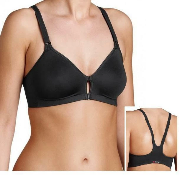 TRIUMPH reggiseno senza ferretto TRIACTION FITNESS F aperto davanti NERO coppeBC