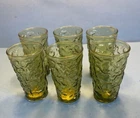 VTG Set 5 Lido Milano Green 4 Oz Juice Glasses Bumpy Anchor Hocking USA  3.75”