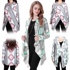 Ladies Open-front Cardigan Loose Shawl Long Sleeve Knitted Outwear Jacket Coat