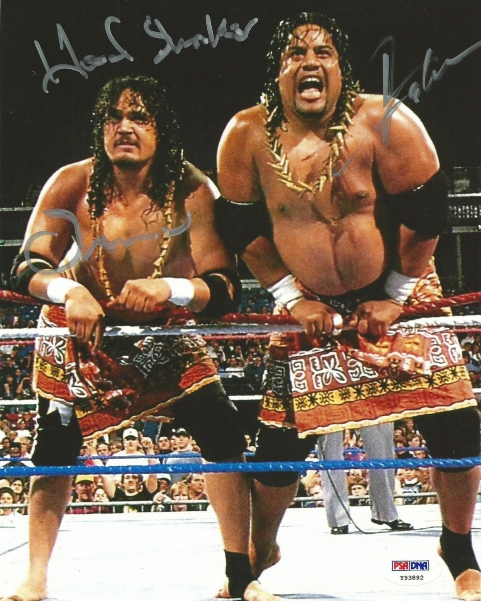 Rikishi Fatu & Samu Signed The Headshrinkers 8x10 Photo PSA