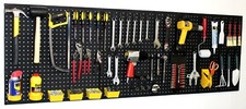 WallPeg 4 Black Plastic Pegboard Panels   96  Wide Garage Tool Pegboard   212