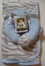 Blankets  Beyond 2 Pc Blue Tan Zebra Safari Baby Blanket  Travel Pillow