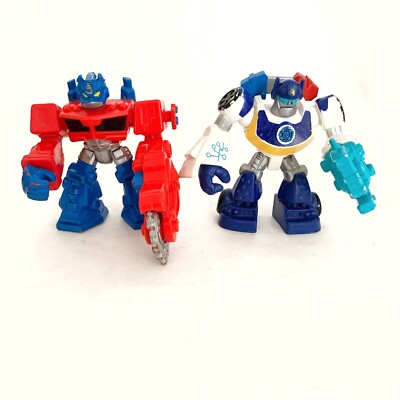 TRANSFORMERS RESCUE BOTS OPTIMUS PRIME & CHASE Playskool Heroes 2 Figures