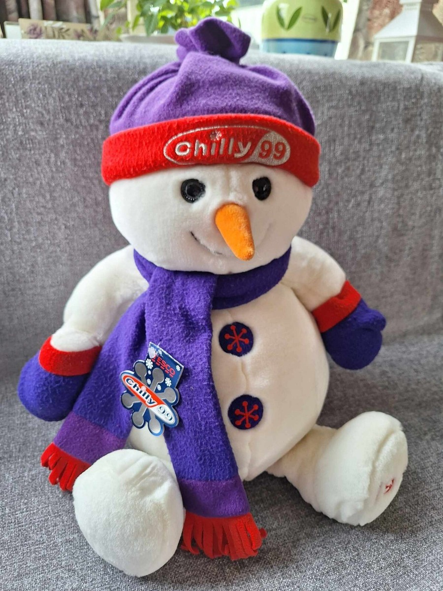 Vintage Chilly Snowman With Purple Hat ,Scarf