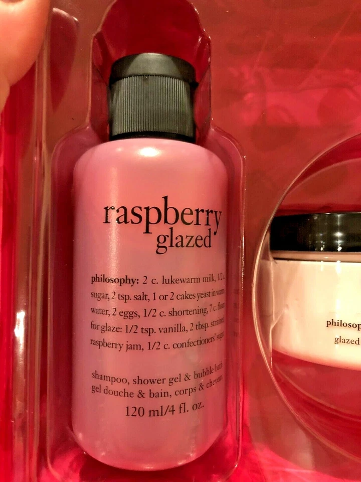 Philosophy Raspberry Glazed Trio Shower Gel, Lotion & Gloss Limited ED  NIB - Image 3 of 4