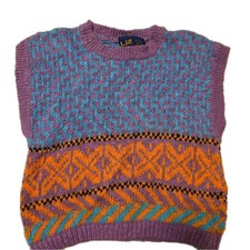 Vintage Liz Kids Girls Colorful Grandma Like Sweater Vest Size Small