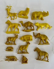 Lot Of 14 Yellow Plastic Animals 1950-60 s Approx. 2