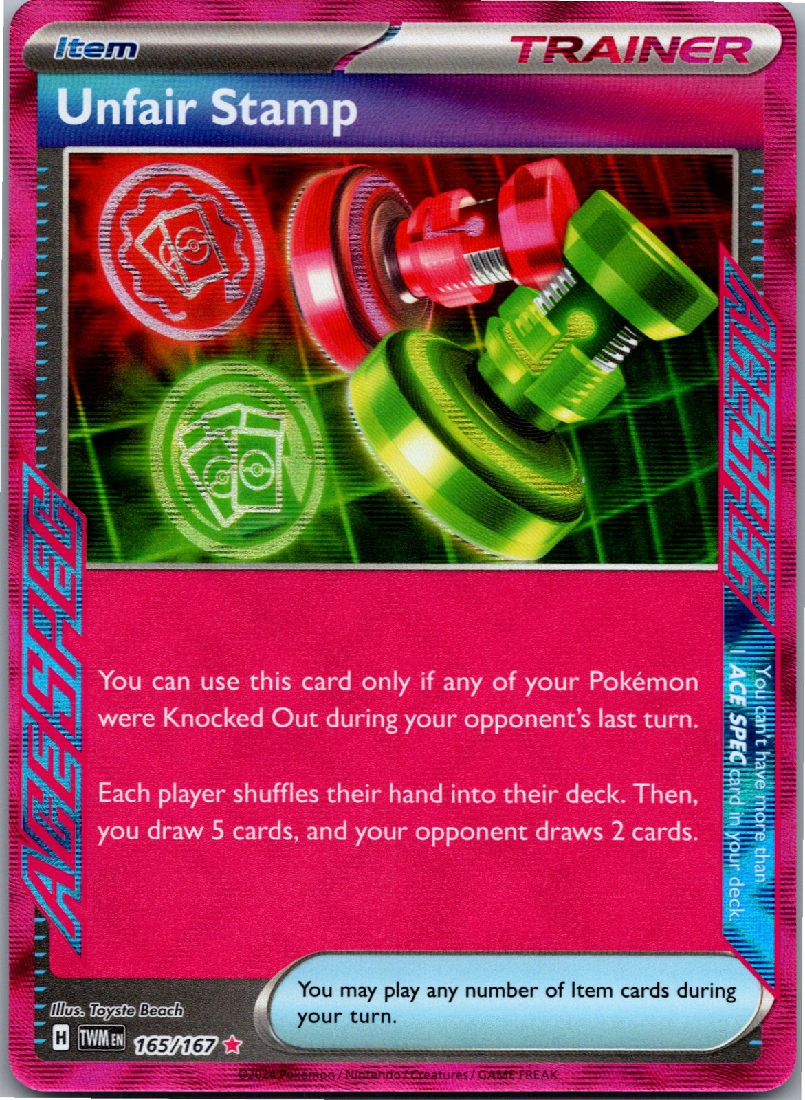 Unfair Stamp ACE SPEC Rare SV06: Twilight Masquerade 165/167 NM