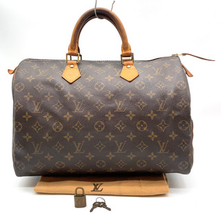Auth Louis Vuitton Monogram Speedy 30 M41526 Brown Boston Bag W/Padlock ＭＲ 0652