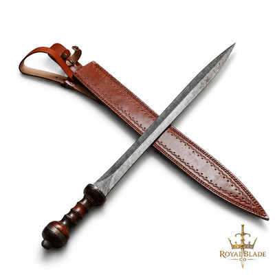 Roman Gladius Custom Handmade Damascus Steel Blade  | Sword With Sheath | Gift
