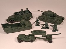Vintage Marx Battleground American Forest Green Vehicle Set Tank/Half/Jeep/LTV