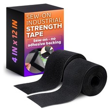 4 Inch Hook and Loop Tape Black 4"x12"   Non Adhesive Strips for Quick  Ea...