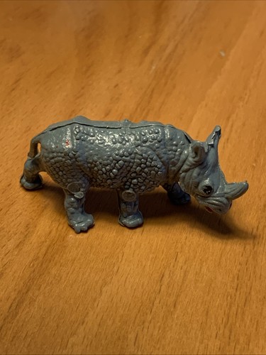 Vintage Baby RHINO Rhinoceros Grey Zoo Toy Animal