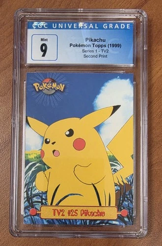 Pikachu Pokémon Topps (1999) Series 1 - TV2 Second Print - CGC 9 Mint - Pop 23